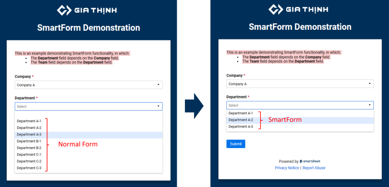 SmartForm for Smartsheet - Real Time Cascading Dropdowns